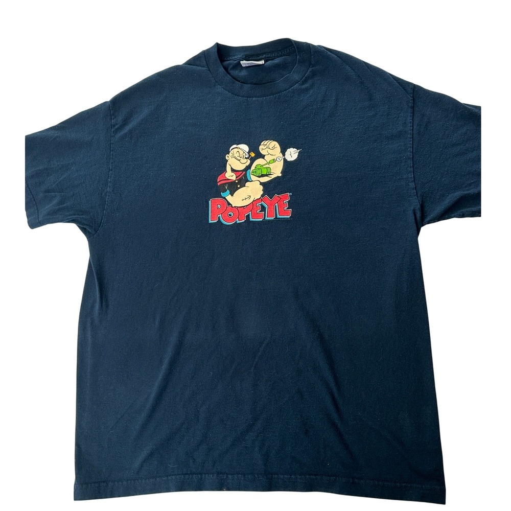 Vintage Popeye the Sailor Man T-Shirt XL Navy Blue Alstyle Graphic Tee